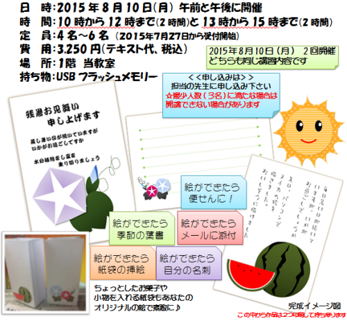 15夏の講習会 Wordでお絵かきしましょ パソコン教室 き な こ みどりの街きたならしの